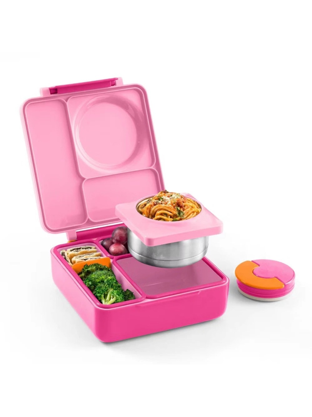OMIE Pink Multi-Compartment Lunch Box with Removable Stainless Bowl new